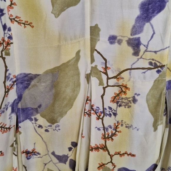 Key Lime Pie Blouse SzL Tencel/Cotton Lavender/Yellow Long Sleeves Button Front - Picture 11 of 13
